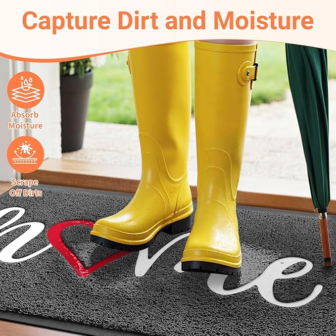 StepLively Door Mat Home Welcome Mats Outdoor and Indoor, Heavy-Duty Low-Profile Non-Slip Durable Front Welcome Mat Doormat for Home Entrance, Outside Entry, Yard, Floor, Patio (35''x24'', Grey)