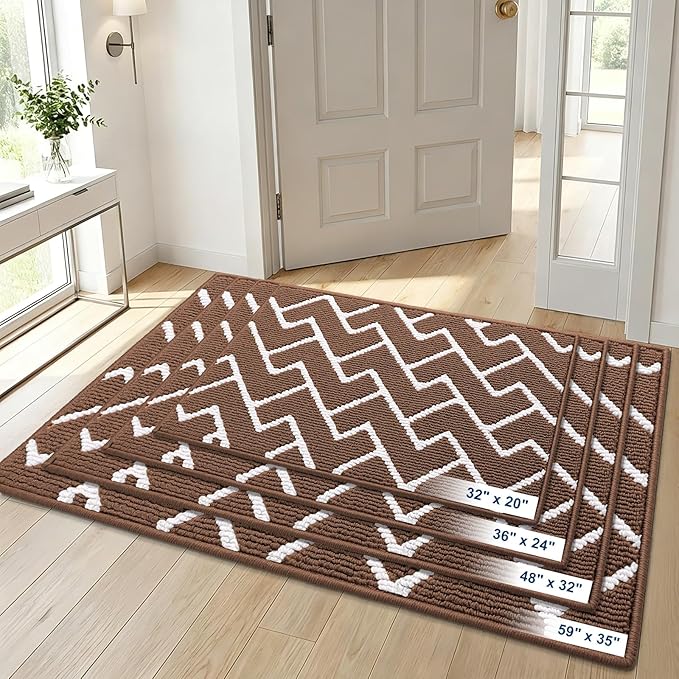 OLANLY Front Door Mat, Non-Slip Rubber Backing, Dirt Resistant and Absorbent, Washable, Easy to Clean Low-Profile Indoor Doormat for Back Door, Entryway, Inside Entrance, 36x24, Coffee