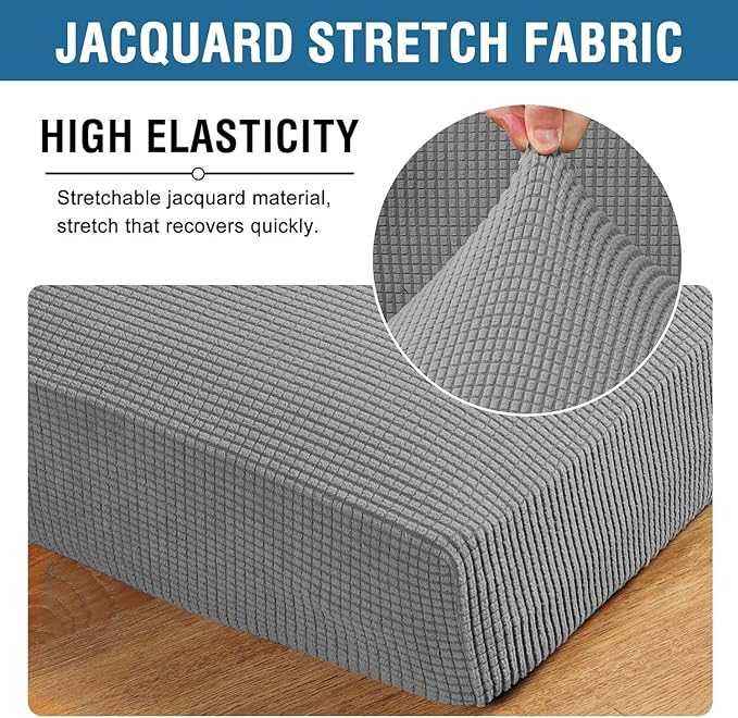 H.VERSAILTEX Super Stretch Individual Seat Cushion Covers Sofa Covers Couch Cushion Covers Slipcover Sets Thick Jacquard Textured Twill Fabric (1 Piece Sofa Cushion Cover, Dove)