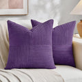 Fancy Homi 2 Packs Purple Euro Decorative Throw Pillow Covers 26x26 Inch for Living Room Couch Bed, Farmhouse Boho Home Decor, Soft Corss Corduroy Patchwork Textured Square Cushion Case 66x66 cm