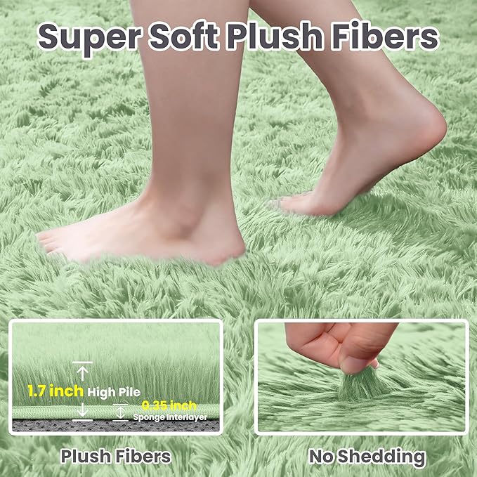 5x7 Area Rugs for Living Room Rug: Soft Fluffy Shag Mint Green Rugs for Bedroom, Non-Slip Large Fuzzy Plush Rug Indoor Floor Carpet for Nursery Kids Boys Girls Room, Dorms, Playroom, Modern Home Decor