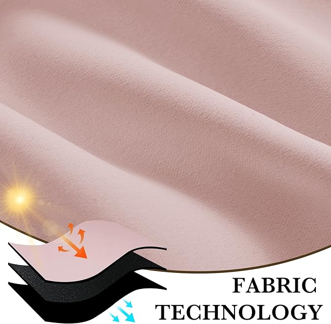 RYB HOME 100% Blackout Short Curtains for Small Window, Thermal Insulated Total Room Darkening Noise Reducing Curtains for Kitchen Bathroom Basement, 52 inches Wide by 36 inches Long, Baby Pink