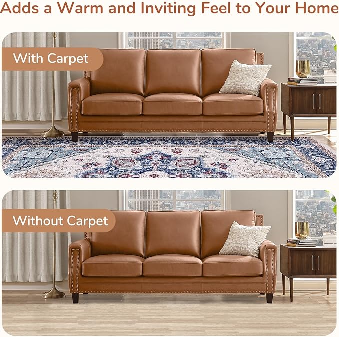 OPPODREAM Soft Area Rugs 4x6, Low-Pile Washable Rugs 4x6 with Non Slip Backing, Faux Cashmere 4 x 6 Throw Carpet, Navy Blue & Red & Cream