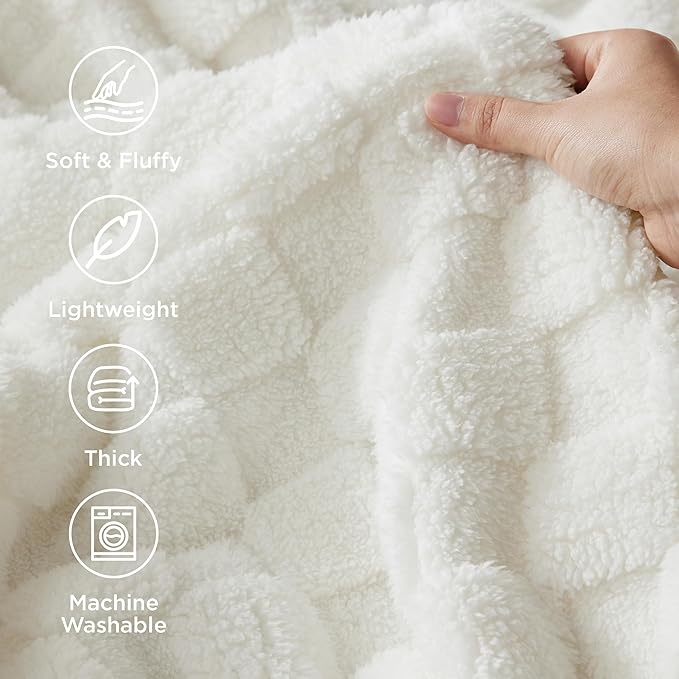 Bedsure GentleSoft White Twin XL Blanket for Bed - Super Soft Cozy Fleece Blankets for Kids, Cute Throws for Girls, Dorm Room Essentials for Girls Teens Back to School, 66x90 Inches