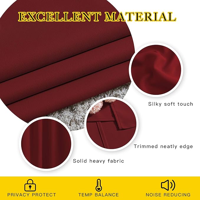 NICETOWN Blackout Draperies Curtain Panels - Thermal Insulated Solid Grommet Blackout Curtains/Panels/Drapes for Christmas (Burgundy Red, 1 Pair, 52 by 54-Inch)