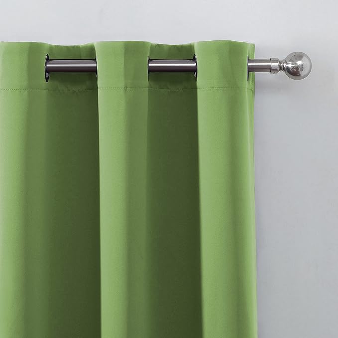LEMOMO Blackout Curtains 66 x 84 inch/Light Green Curtains Set of 2 Panels/Thermal Insulated Room Darkening Bedroom Curtains