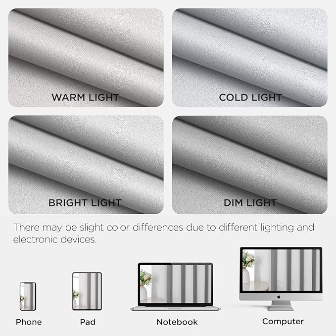 Joydeco Blackout Patio Sliding Door Curtains 96 Inches Long, Grommet Privacy Room Divider Curtains, Extra Wide Thermal Blackout Drapes for Bedroom Living Room (Greyish White, 80Wx96L, 1 Panel)