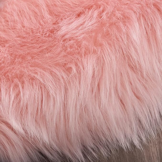 Latepis Pink Rugs for Living Room Shag 6x8 Faux Fur Sheepskin Rug for Sofa Bedroom Fluffy Washable Furry Plush Rug, Rectangle