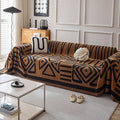 HANDONTIME Boho Geometric Couch Covers for Sofa Pet Friendly Brown and Black Sofa Covers Washable Chenille Couch Blanket Cover for 1 2 Cushion Couches Pet Protector Furniture Cover Soft, 71" X 102"