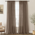 Chocolate Brown Linen Curtain 120 inch Length 2 Panels Back Tab Light Filtering Living Room Curtain Drapes Home Office Modern Minimalist Decor Farmhouse Boho Neutral Semi Sheer Curtain 120 inch Long