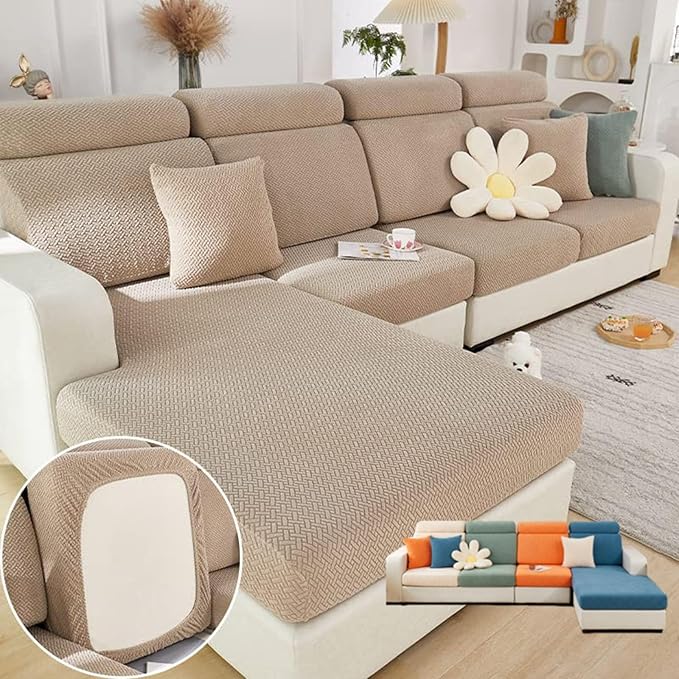 Soothing Home Sofa Covers, Sofa Hero Covers, Wear-Resistant Universal Couch Covers Washable Stretch Sectional Couch Cushion Covers (Coffee,Pillow Cover)