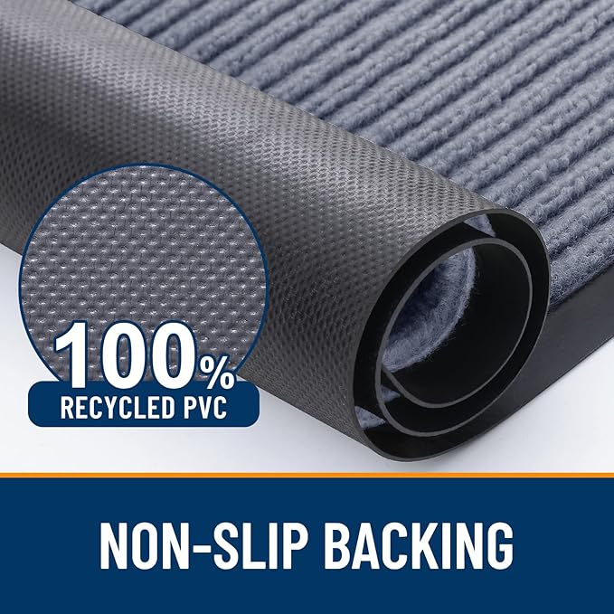 OLANLY Front Door Mat Indoor Outdoor Entrance, Waterproof Heavy Duty Doormat, Fade Resistant, Low Profile, Easy Clean Patio Porch Welcome Floor Mats for Entry, 59x20, Ash Grey