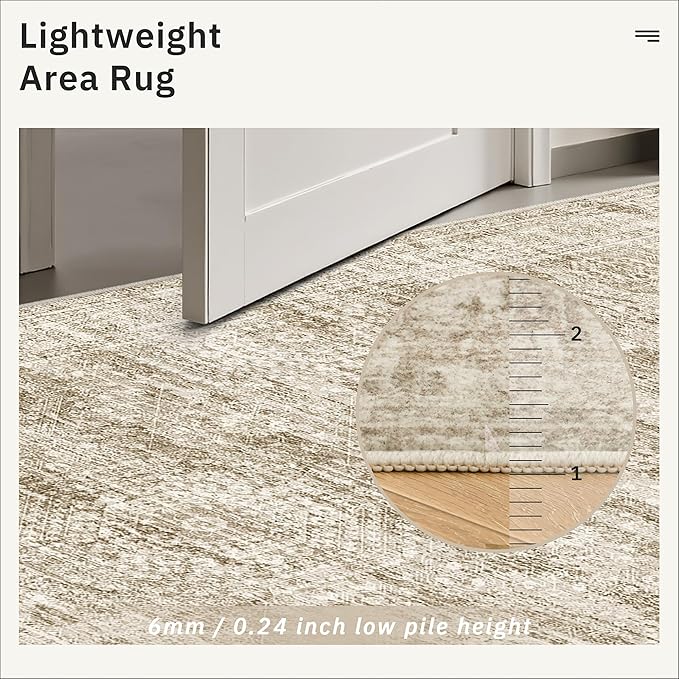 Runner Rug 3x8 Washable Non-Slip Hallway Runner Rugs for Kitchen Bathroom Laundry Room Brown Vintage Floor Carpet Runners for Hallways Entryway