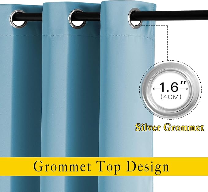 NICETOWN Teal Blue Room Darkening Curtains for Living Room, Grommet Thermal Curtains Light & Sound Reducing Window Treatments for Bedroom/Home Family, W46 x L102