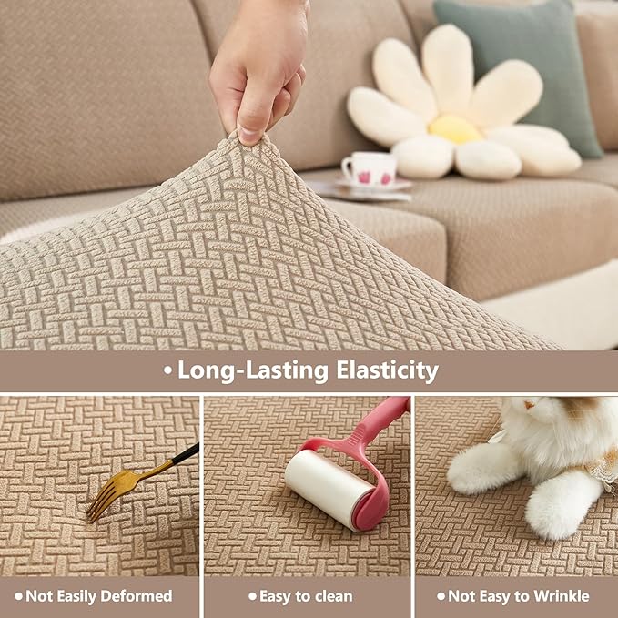 Couch Cushion Covers for Sofa Couch Covers Wear-Resistant Universal Sofa Cover Washable Stretch for Sectional Slipcovers (Texture-Green,Extra Large Single Seat Cover)