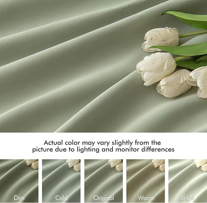 MIULEE Back Tab Sage Green Curtains 102 Inch Long 2 Panels Set for Living Room Bedroom, Rod Pocket/Pinch Pleated Light Blocking Thermal Insulated Room Darkening Floor to Ceiling Blackout Drapes