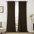 Guken 100% Blackout Curtains 90 Inch Length 2 Panels Set for Living Room Bedroom Back Tab Thermal Insulated Black Out Linen Drapes Room Darkening Chocolate,52x90