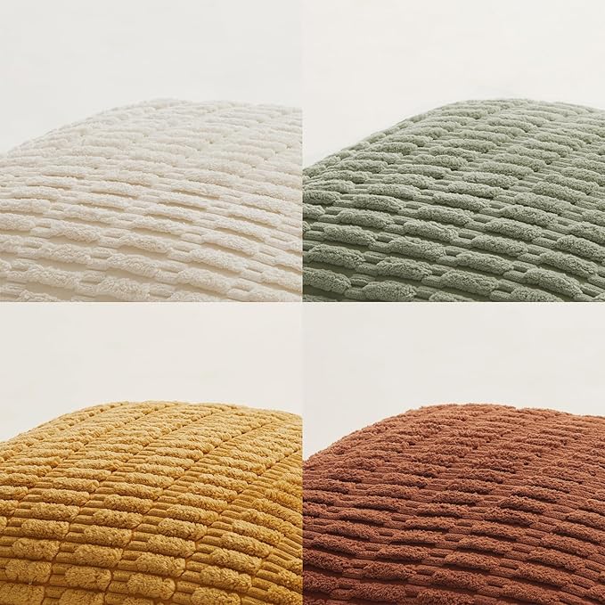 Fancy Homi 4 Packs Fall Boho Long Lumbar Decorative Throw Pillow Covers 14x24 Inch for Couch Bed Sofa, Aesthetic Modern Farmhouse Home Decor, Soft Striped Corduroy Rectangle Cushion Case 35x60 cm