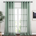 NICETOWN Olive Green Curtains Linen Sheer Texture for Living Room, Grommet Semi Sheer Linen Blend Vertical Drapes Privacy with Light Filter for Garden/Living Room, W52 x L90, 2 Panels