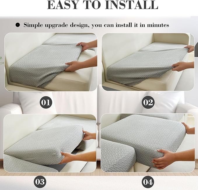 Sofa Covers Couch Covers for Sofa Pet Friendly Couch Cushion Covers Universal Sofa Covers Washable Stretch Slipcovers for Sectional Sofa (Texture Light Gray,Back Cover L)