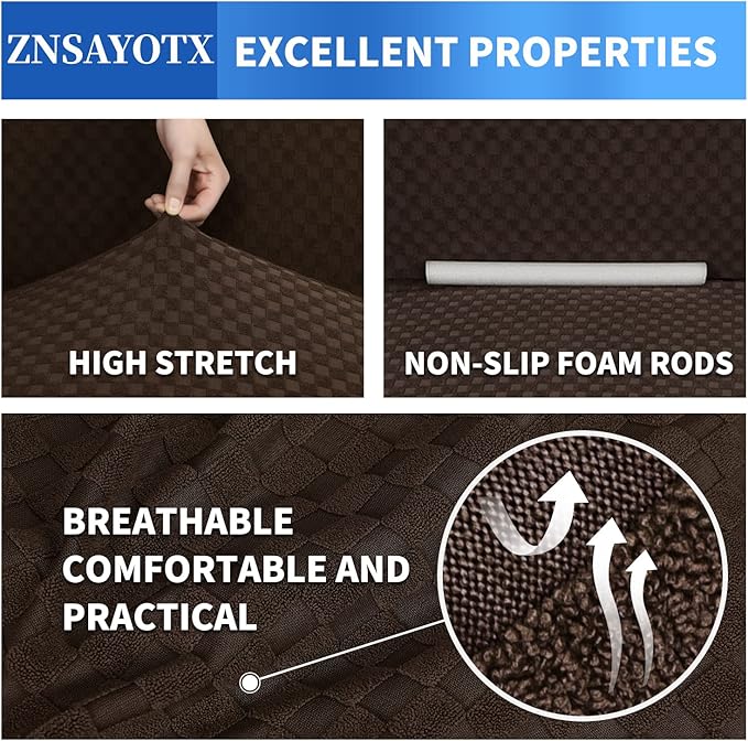 ZNSAYOTX 1 Piece Jacquard Chair Slipcovers for Living Room High Stretch Chair Covers with Arms Anti Slip Pets Friendly Couch Sofa Armchair Cover Furniture Protector (Chair, Dark Coffee)