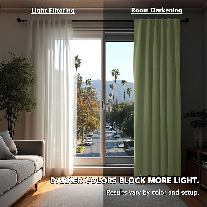Deconovo Blackout Curtains, Thermal Insulated, W70 x L108 2 Panels, Back Tab, Machine Washable, Room-Darkening Drapes for Bedroom/Living Room Sage Green