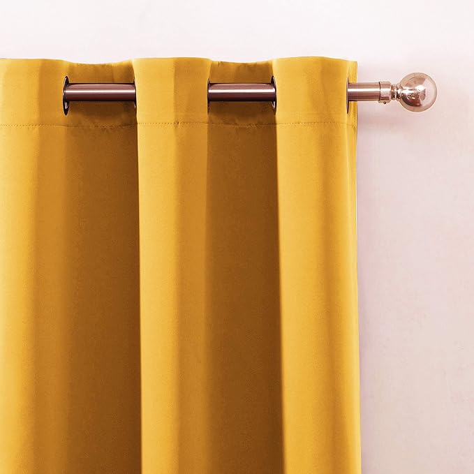 LEMOMO Yellow Thermal Blackout Curtains/52 x 72 Inch/Set of 2 Panels Room Darkening Curtains