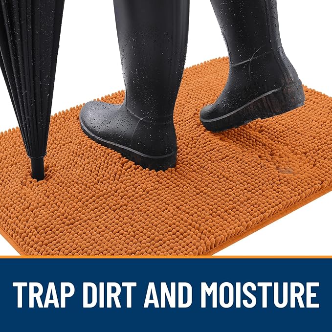 OLANLY Dog Door Mat for Muddy Paws 50x30, Absorbs Moisture and Dirt, Absorbent Non-Slip Washable Doormat, Quick Dry Chenille Mud Mat for Dogs, Entry Indoor Entryway Carpet for Inside Floor, Clay