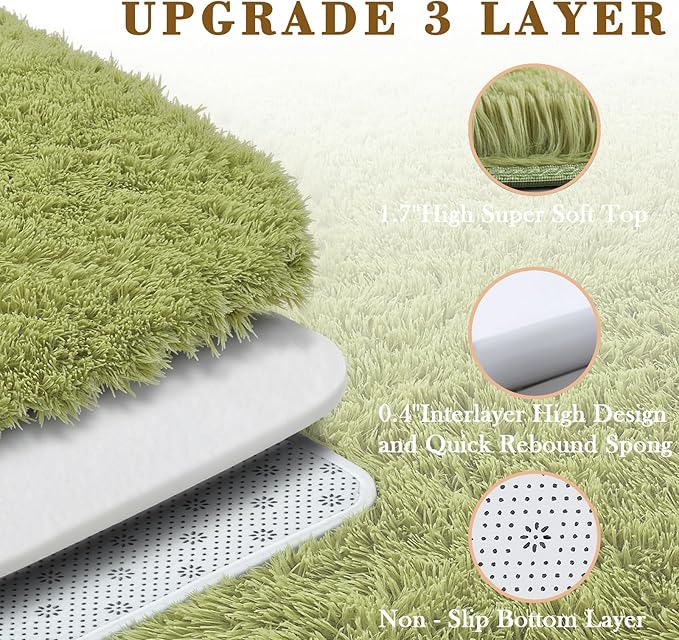 Rugs for Living Room 6x9, Alfombras para Salas Shag Large Plush Soft Area Rug, Shaggy Carpets for Bedroom, Kids Boys Girls Home Decor Aesthetic(Grass Green, 6x9 Feet)
