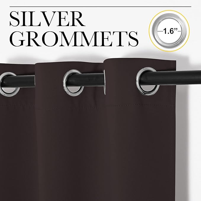 NICETOWN Blackout Curtain Panels for Bedroom Window, Triple Weave Microfiber Energy Saving Thermal Insulated Blackout Draperies and Drapes(2 PCs, 55 inches by 68 inches Each Panel, Toffee Brown)