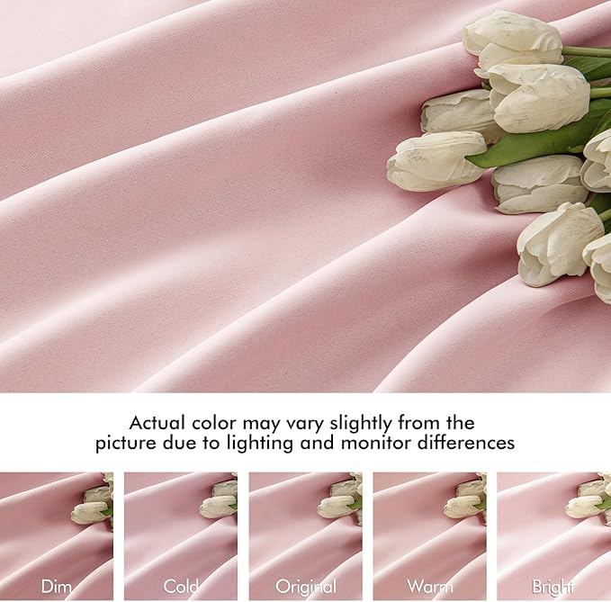 MIULEE Baby Pink Back Tab Blackout Curtains 90 Inch Long 2 Panels Set for Living Room Bedroom Privacy, Rod Pocket/Pinch Pleated Thermal Insulated Room Darkening Light Blocking Curtain, 52 x 90 Inch