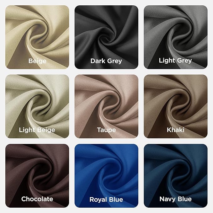 Joydeco Blackout Curtains 45 Inch Length 2 Panels Set, Thermal Insulated Long Curtains& Drapes 2 Burg, Room Darkening Grommet Drapes for Living Room Bedroom Window (W52 x L45 Inch, Khaki)
