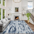 4x6 Area Rugs Washable Rug: Modern Abstract Living Room Rug Soft Anti-Skid Thin Carpet Indoor Floor Non-Shedding Carpets for Bedroom Dining Room Farmhouse Nursery Home Office Blue Grey