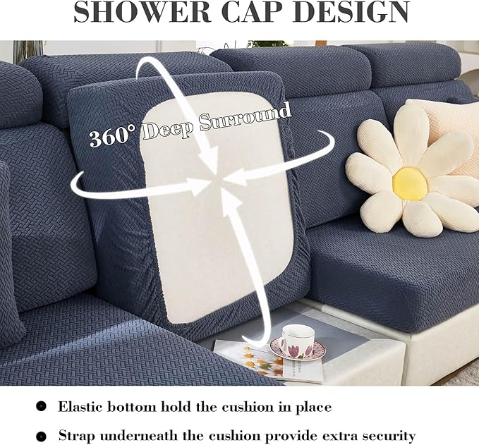 Sofa Covers Couch Covers for Sofa Pet Friendly Couch Cushion Covers Universal Sofa Covers Washable Stretch Slipcovers for Sectional Sofa (Texture Metal Gray,Back Cover L)
