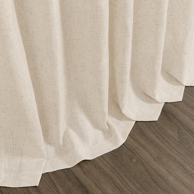 Cream Beige Linen Curtains for Living Room 94 Inches Long Light Filtering Semi Sheer Curtain Back Tab Modern Farmhouse Decor Elegant Luxury Coastal Drapes for Bedroom Dinner Room 52x94, 2 Panels