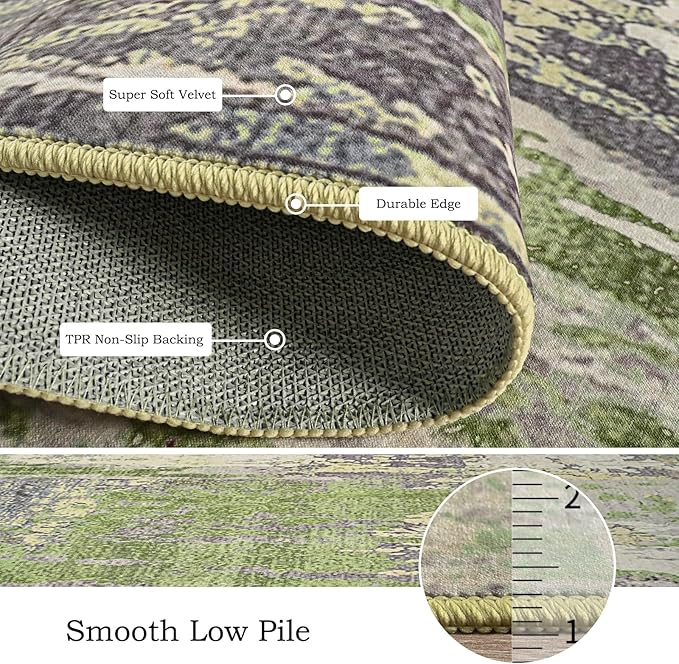 Toneed Abstract Area Rug Modern Washable Rug Soft Non Slip Rug Low Pile for Bedroom Living Room Dining Room Green 5x7 Feet