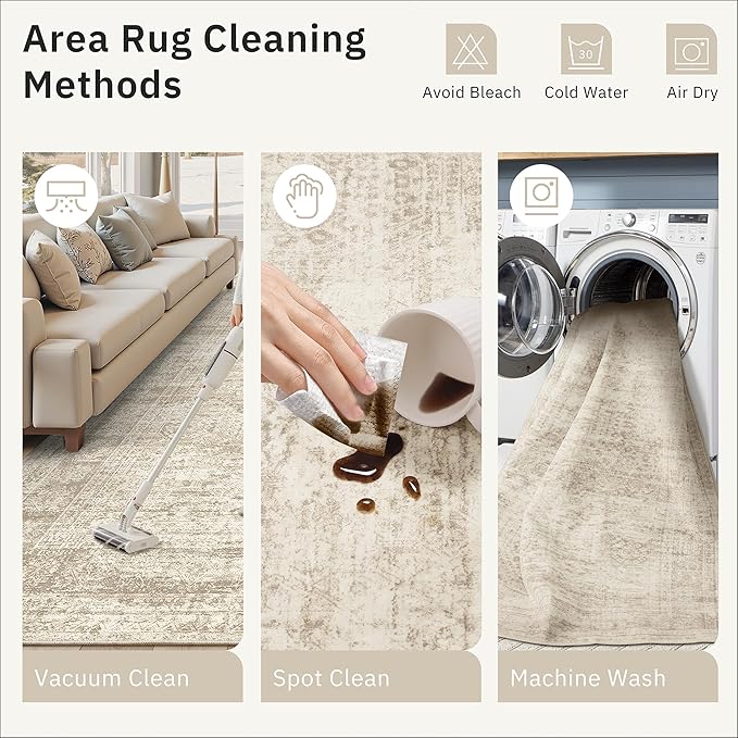 Runner Rug 2x7 Washable Non-Slip Hallway Runner Rugs for Kitchen Bathroom Laundry Room Beige Vintage Floor Carpet Runners for Hallways Entryway