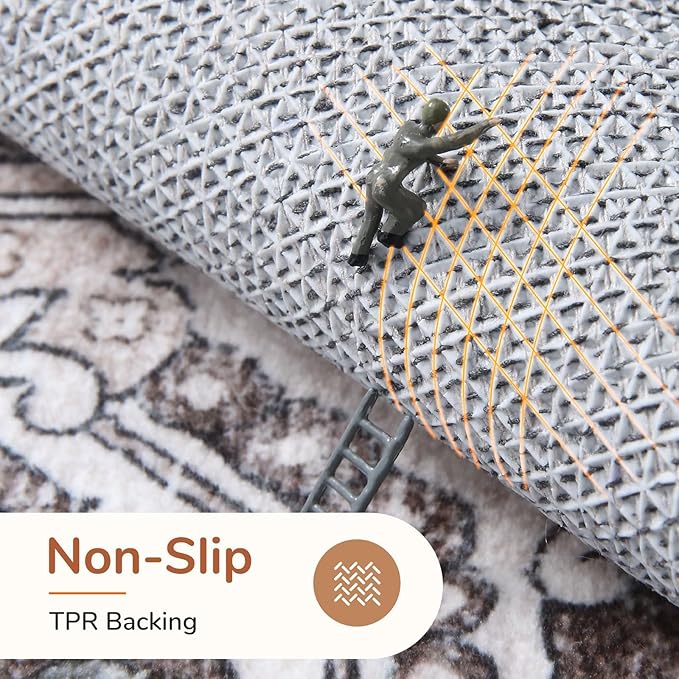 OPPODREAM Soft Area Rugs 4x6, Low-Pile Washable Rugs 4x6 with Non Slip Backing, Faux Cashmere 4 x 6 Throw Carpet, Greenish Grey