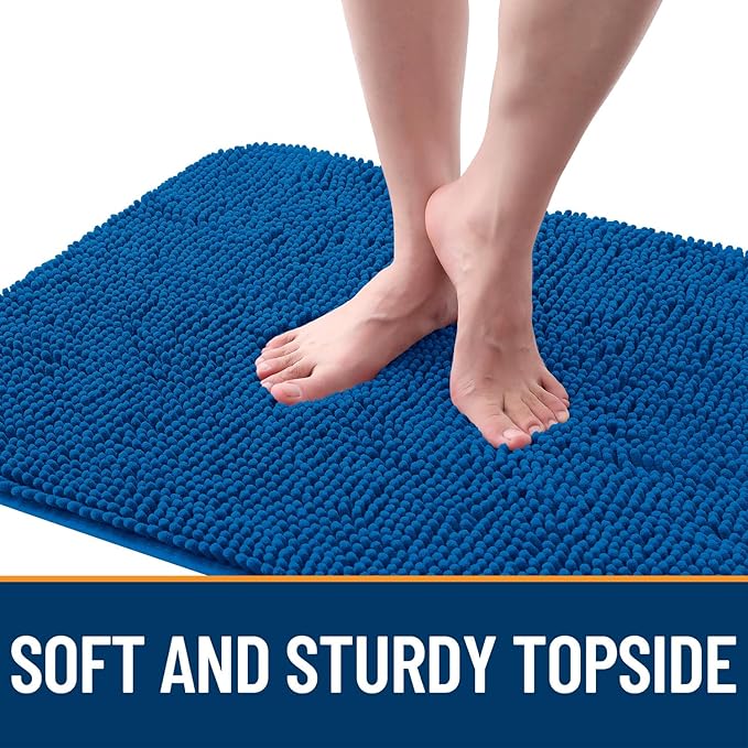 OLANLY Dog Door Mat for Muddy Paws 54x32, Absorbs Moisture and Dirt, Absorbent Non-Slip Washable Doormat, Quick Dry Chenille Mud Mat, Entry Indoor Entryway Carpet for Inside Floor, Deep Navy Blue