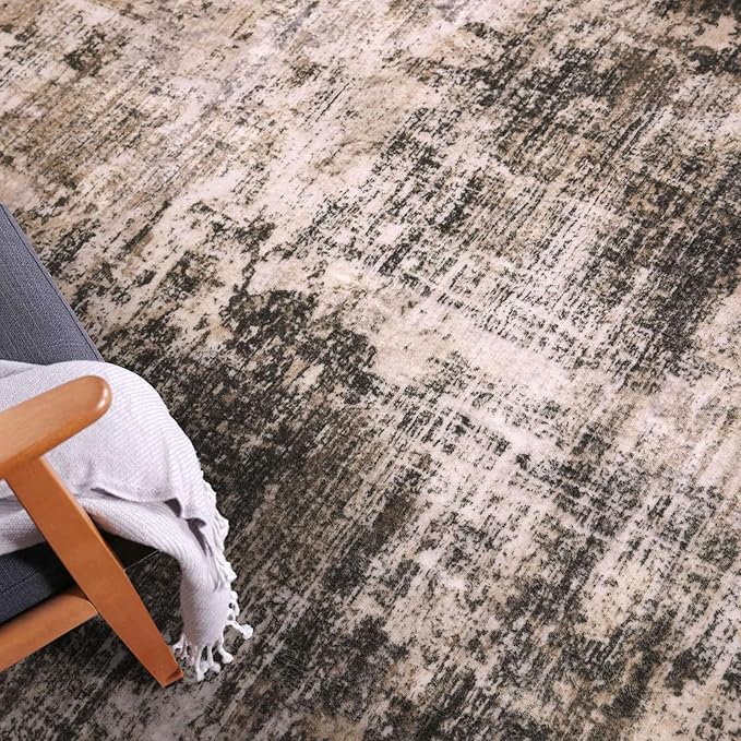 IOHOUZE Abstract Runner Rug 2x10 Ft Washable Runners for Hallways, Non Slip Kitchen Runner Printed Faux Wool Entryway Runner Indoor, Modern Abstract Floor Carpet for Hall Kitchen, Brown/Rust