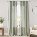 Green Linen Curtains 102 Inches Long for Living Room 2 Panel Set Back Tab Rod Pocket Sage Green Semi Sheer Curtains Light Filtering Burlap Extra Long Drapes Farmhouse Decor for High Window 40x102