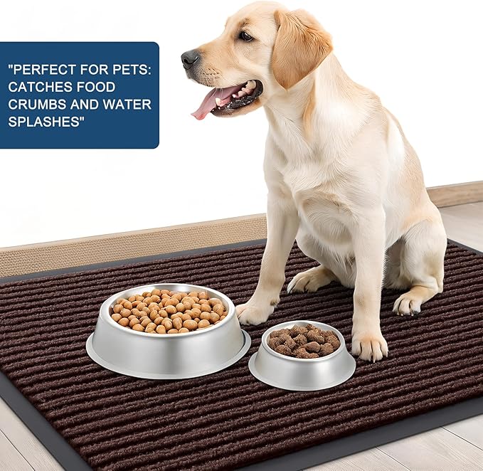 OLANLY Front Door Mat Indoor Outdoor Entrance, 2-Pack 59 x 23 Inch, Waterproof Heavy Duty Doormat, Fade Resistant, Low Profile, Easy Clean Patio Porch Welcome Floor Mats for Entry, Brown