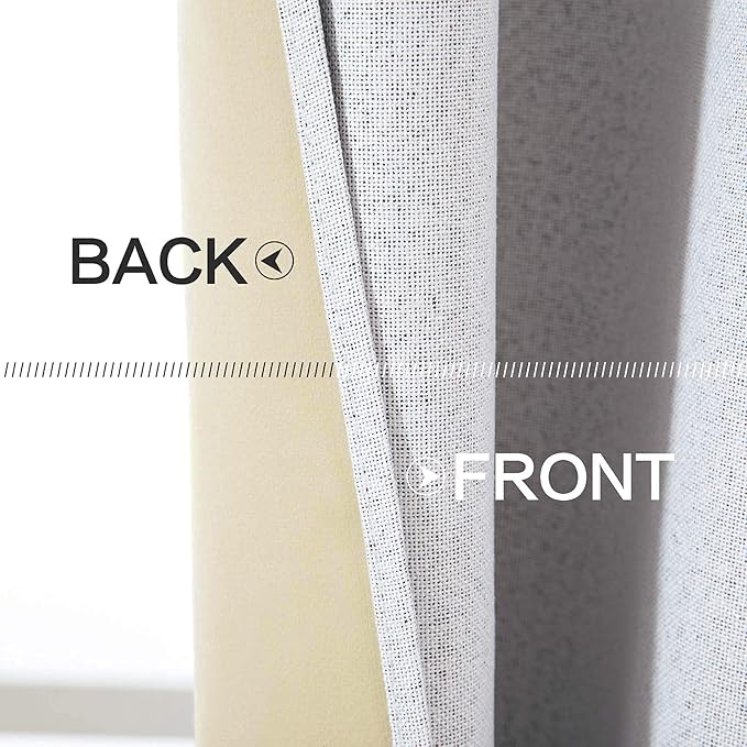 MIULEE Linen Texture Full Blackout Curtain for Living Room Darkening,Thermal Insulated Grommet Curtain for Bedroom,Room Darkening Curtains for Kitchen,52x45 Inch Length 2 Panels Grayish White