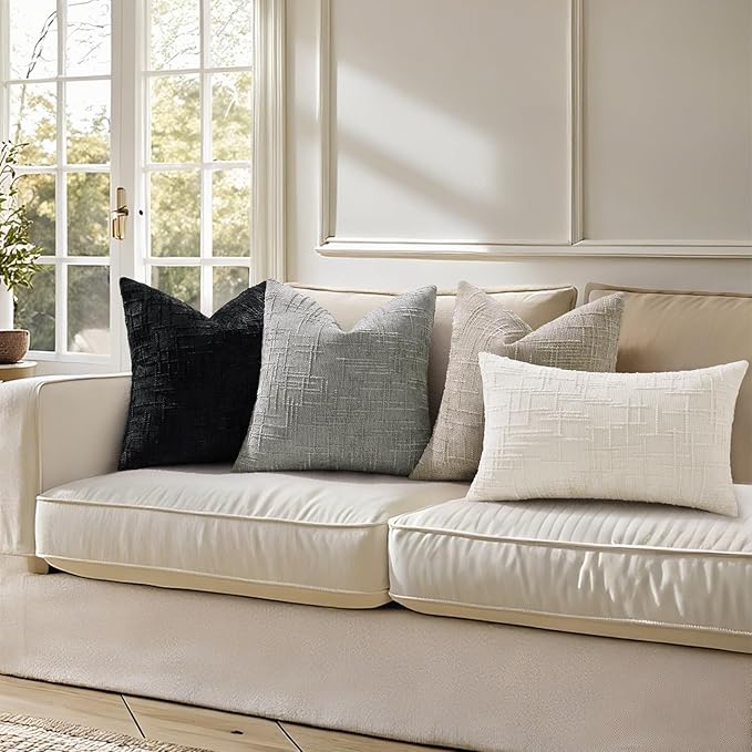 decorUhome Light Brown Chenille Euro Sham Throw Pillow Covers 22x22 Set of 2 Textured Soft Cozy Slubby Couch Pillow Covers Modern Farmhouse Boho Decorative Pillow Cases for Bed Sofa Living Room