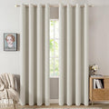 MIULEE Linen Texture Curtains for Bedroom Light Cream 100% Blackout Thermal Insulated Linen Curtains Grommet Room Darkening Draperies for Living Room Nursery 52x96 Inch (2 Panels)