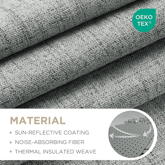 Joydeco Linen Blackout Curtains for Bedroom - 100% Light Blocking 1 Panels, Light Grey Drapes 100" W x 84" L, Thermal Insulated Room Darkening Curtains for Living Room, Rod Pocket & Back Tabs
