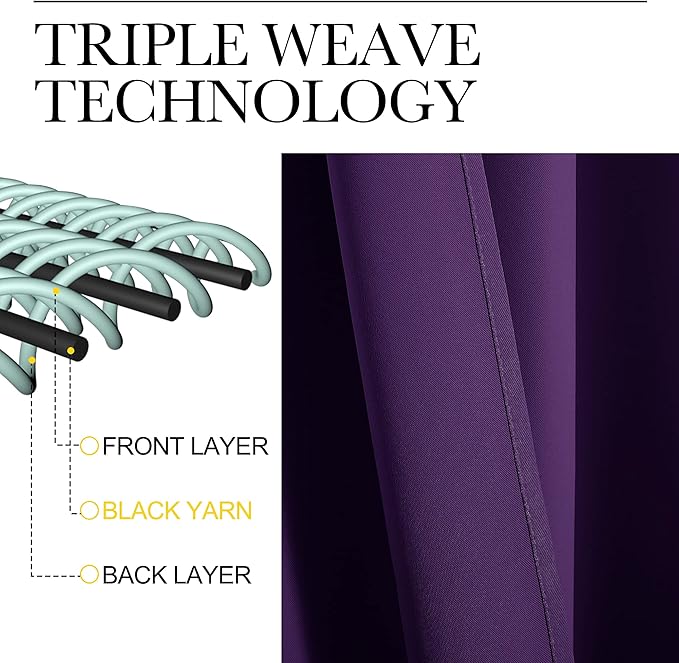 NICETOWN Purple Blackout Curtains 86 inches Long, Niose Reducing and Thermal Insulated Room Darkening Curtains for Girls Bedroom Living Room Window Decoration (55 inches Wide, 2 Panels)