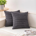 Pack of 2 Corduroy Decorative Throw Pillow Covers 16x16 Inch Soft Striped Pillow Covers Modern Farmhouse Home Decor for Sofa Living Room Couch Bed（Dark Grey）