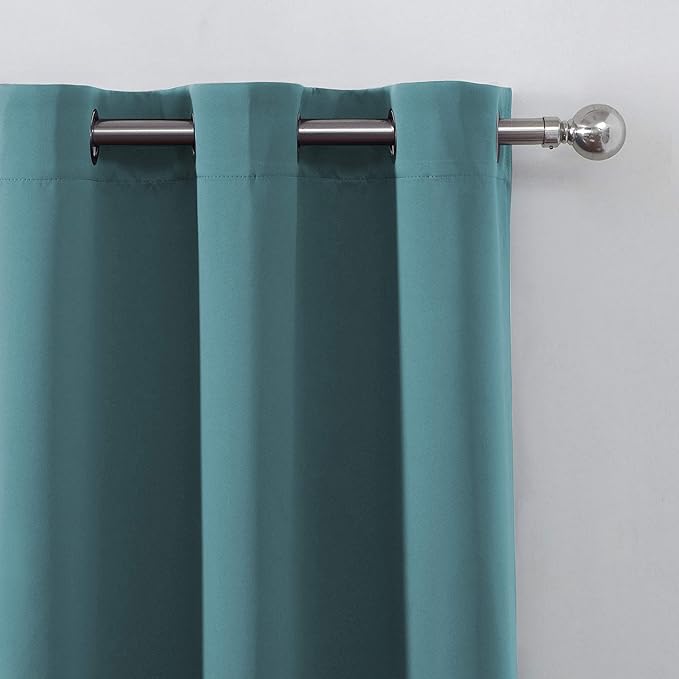 LEMOMO Sea Teal Thermal Blackout Curtains/52 x 108 Inch/Set of 2 Panels Room Darkening Curtains for Bedroom