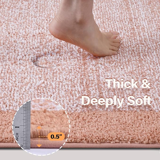60x24 Long Bathroom Rugs Washable Non Slip, Pink Bath Mat for Bathroom Floor Tub, Soft Absorbent Quick Dry Mats for Shower, Bathtub,Home Decor